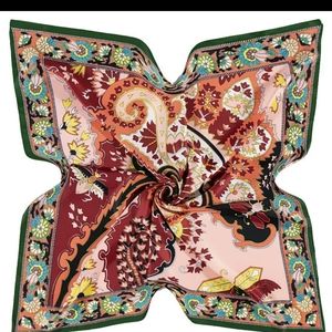 Square Silk Scarf pink & olive green